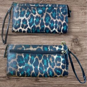 Vintage Coach Leopard Print Wristlet Clutch